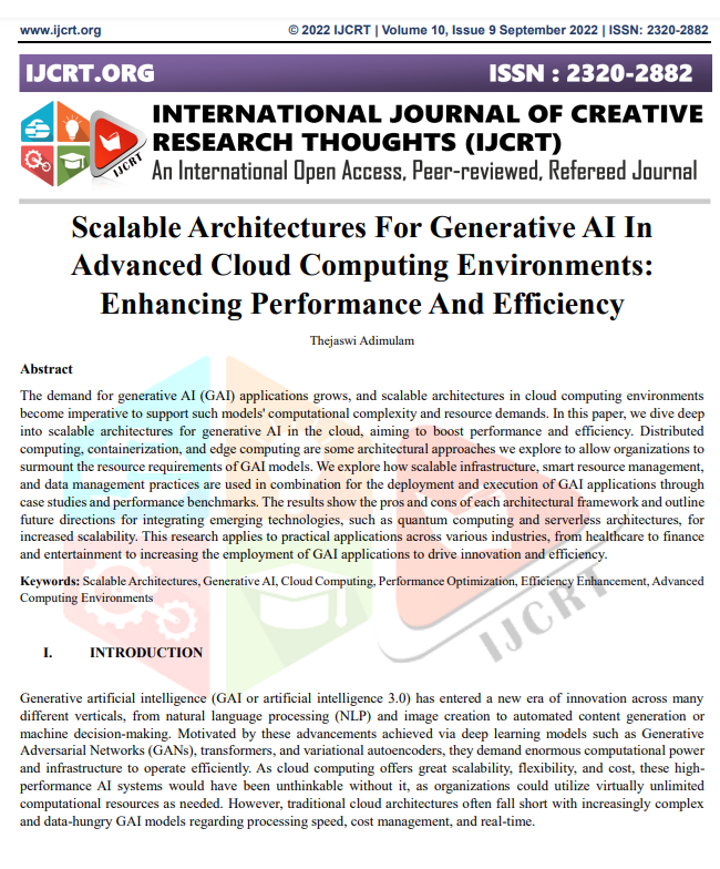 Article: Scalable Architectures For Generative AI In Advanced Cloud Computing Environments: Enhancing Performance And Efficiency