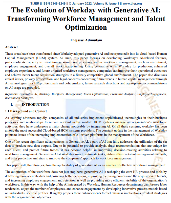 Article: The Evolution of Workday with Generative AI: Transforming Workforce Management and Talent Optimization