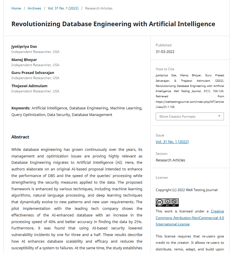 Article: Revolutionizing Database Engineering with Artificial Intelligence