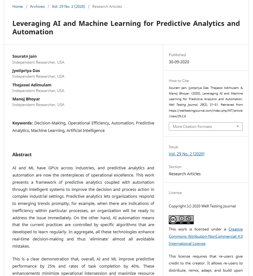 Article: Leveraging AI and Machine Learning for Predictive Analytics and Automation