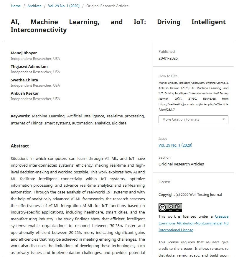 Article: AI, Machine Learning, and IoT: Driving Intelligent Interconnectivity